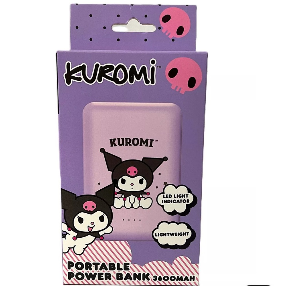 🎃🎀Hello Kitty Kuromi Portable 3600 MAH Power Bank Charging Cable-LED Indicator